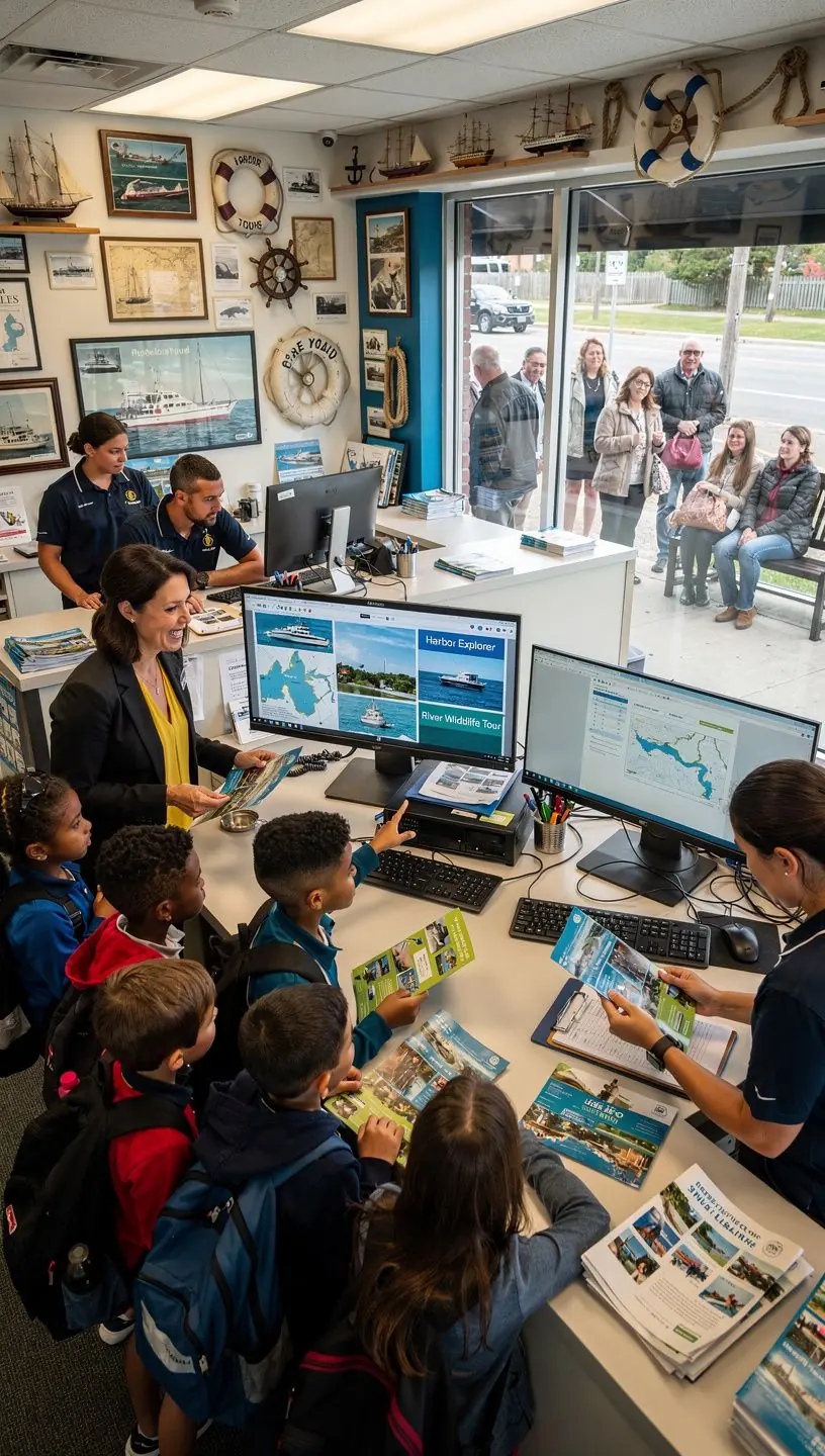 Diversos tipos de passeios de barco disponíveis.