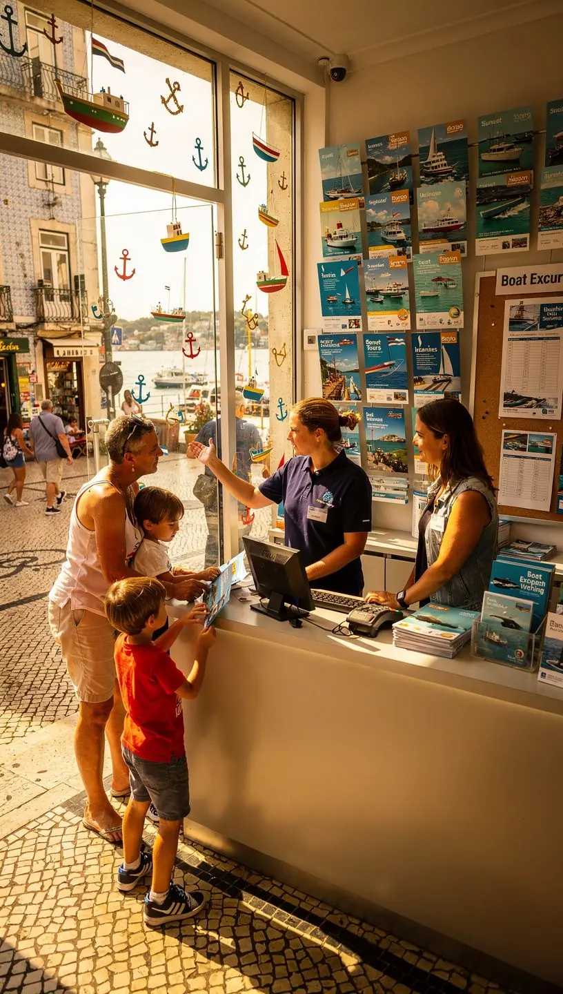 Processo de reserva para passeios de barco guiados.