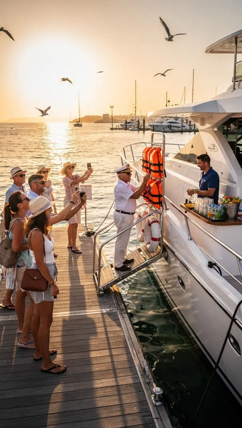Práticas sustentáveis em passeios de barco guiados.